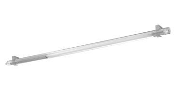 LED-Leuchte von Alfred Pracht Lichttechnik GmbH, länglich, mit transparenter Abdeckung und Befestigungshalterungen.